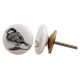 Sparrow Black Bird Flat Ceramic Cabinet Knob